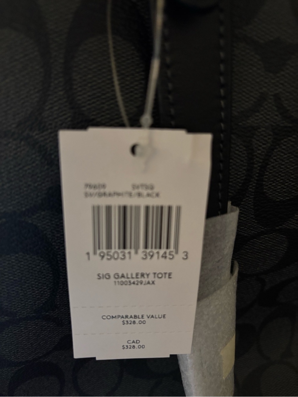 Coach Black Signature Logo Tote with Front Zip Pocket - Picture 2 of 2